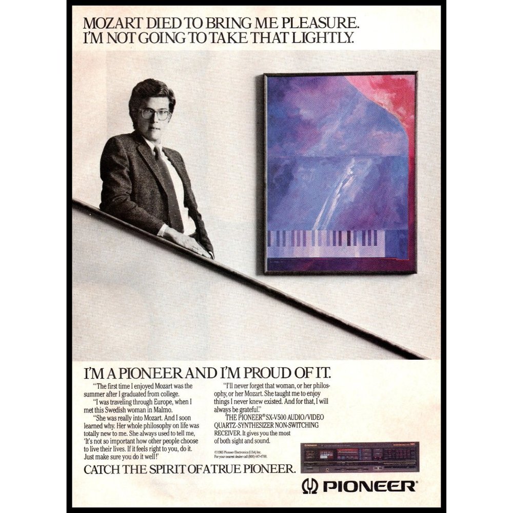 1985 Pioneer SX-V500 Audio Video Stereo Receiver Vintage Print Ad Audiophile Art
